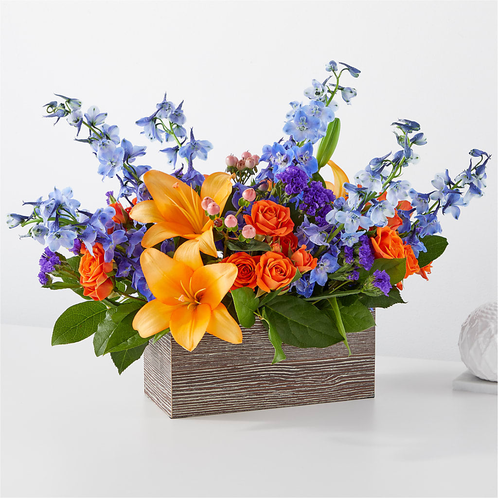 Radiant Citrus Box Bouquet – Guilles Flower Shop And Catering, San Jose CA