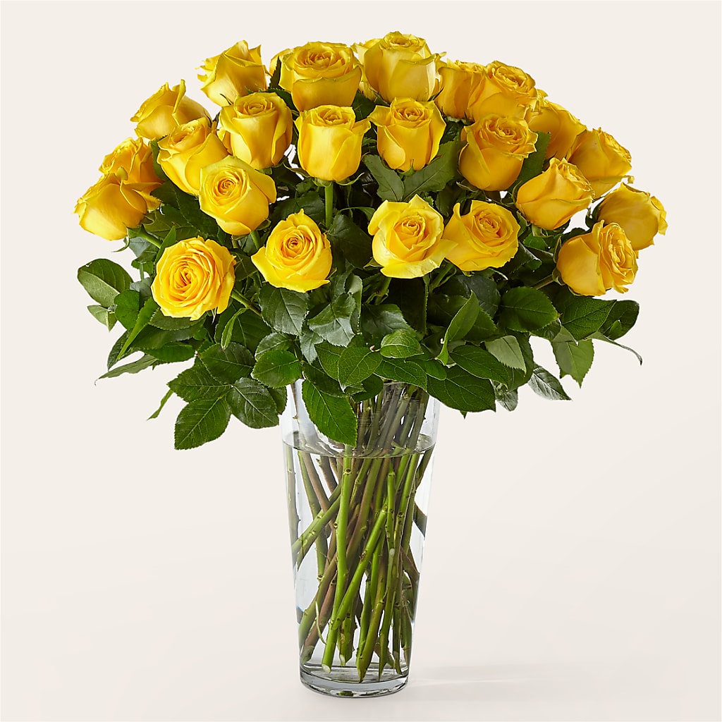 Long Stem Yellow Rose Bouquet – Guilles Flower Shop And Catering, San Jose CA