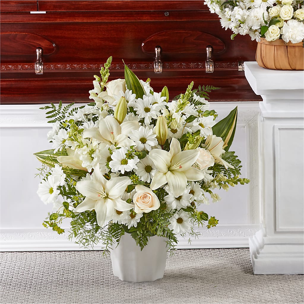 Thoughts of Tranquility Floor Basket – Guilles Flower Shop And Catering, San Jose CA