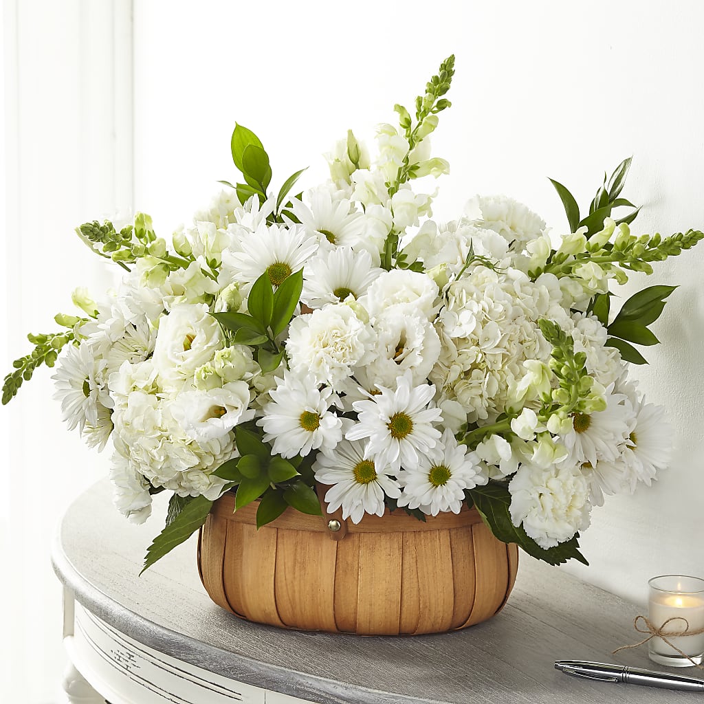 Pure Ivory Basket – Guilles Flower Shop And Catering, San Jose CA