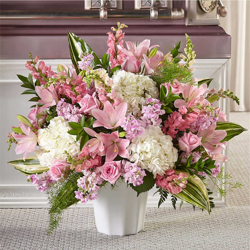 Simply Serene Floor Basket – Guilles Flower Shop And Catering, San Jose CA