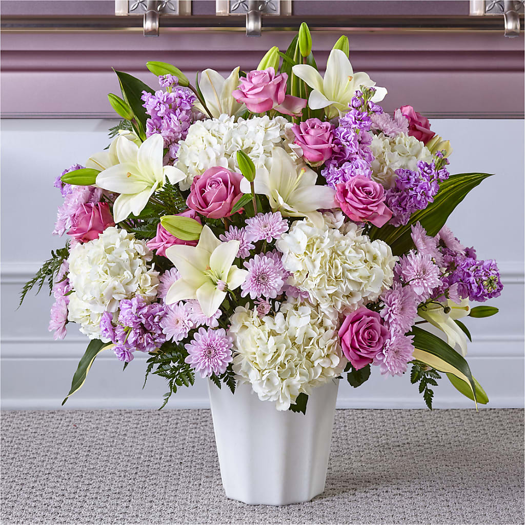 Heaven Sent Floor Basket – Guilles Flower Shop And Catering, San Jose CA