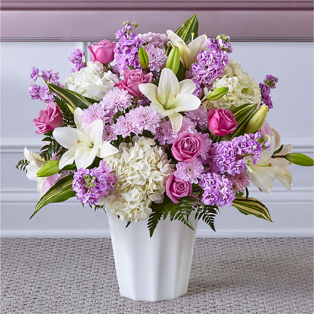 Heaven Sent Floor Basket – Guilles Flower Shop And Catering, San Jose CA