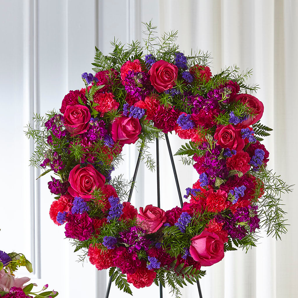 Calming Colors Wreath – Guilles Flower Shop And Catering, San Jose CA