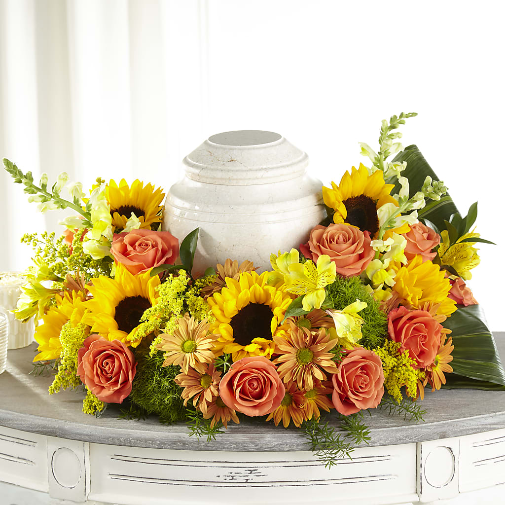 Faithful Sunflower Cremation Adornment – Guilles Flower Shop And Catering, San Jose CA