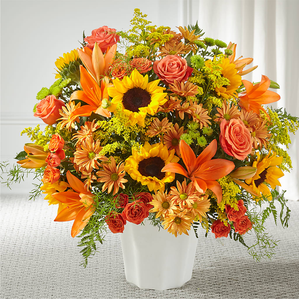 Harvest Thoughts Floor Basket – Guilles Flower Shop And Catering, San Jose CA