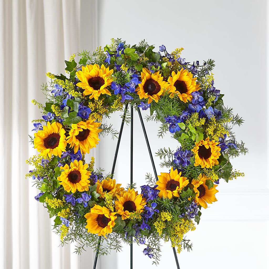 Bright Rays Wreath – Guilles Flower Shop And Catering, San Jose CA