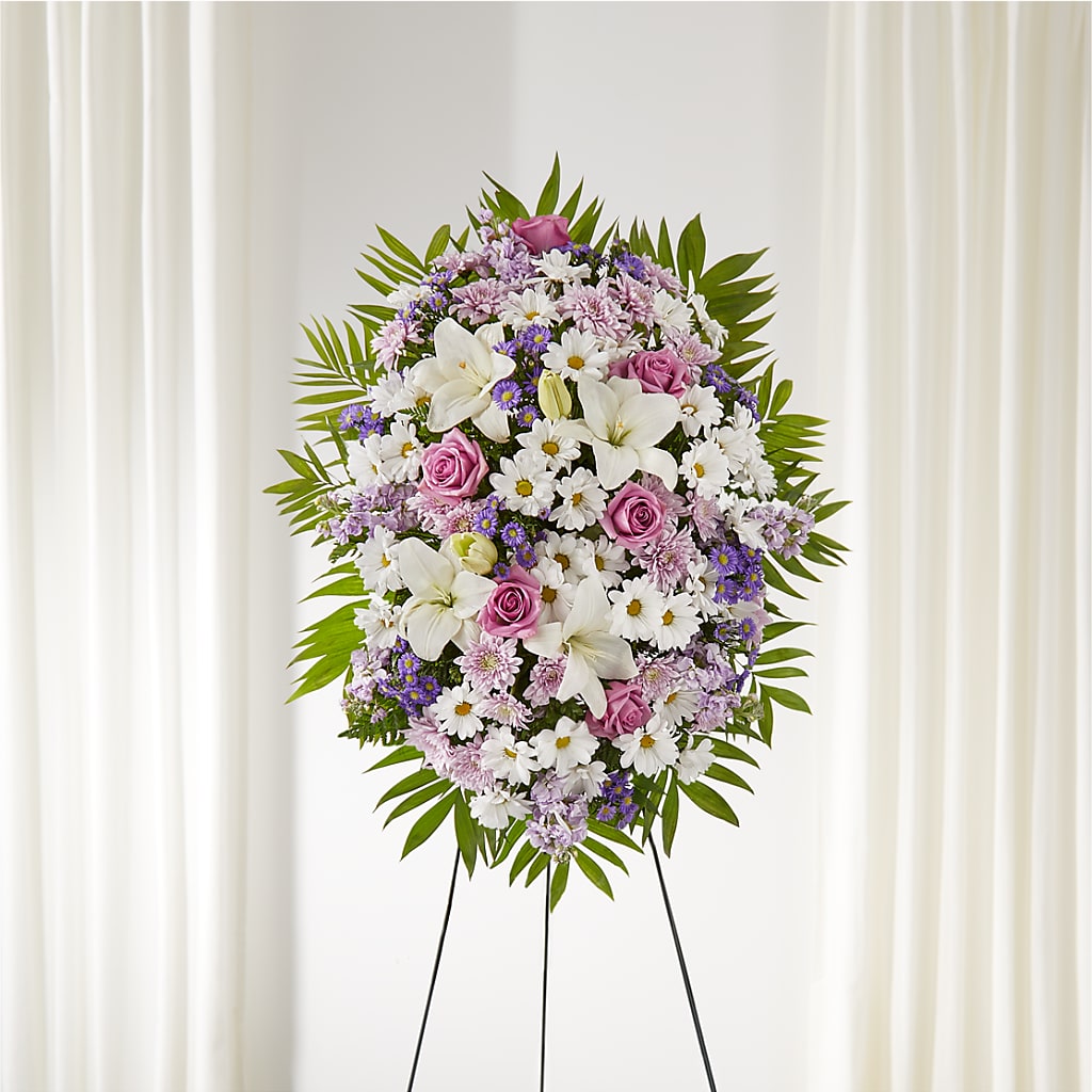Surrounded by Love Standing Spray – Guilles Flower Shop And Catering, San Jose CA