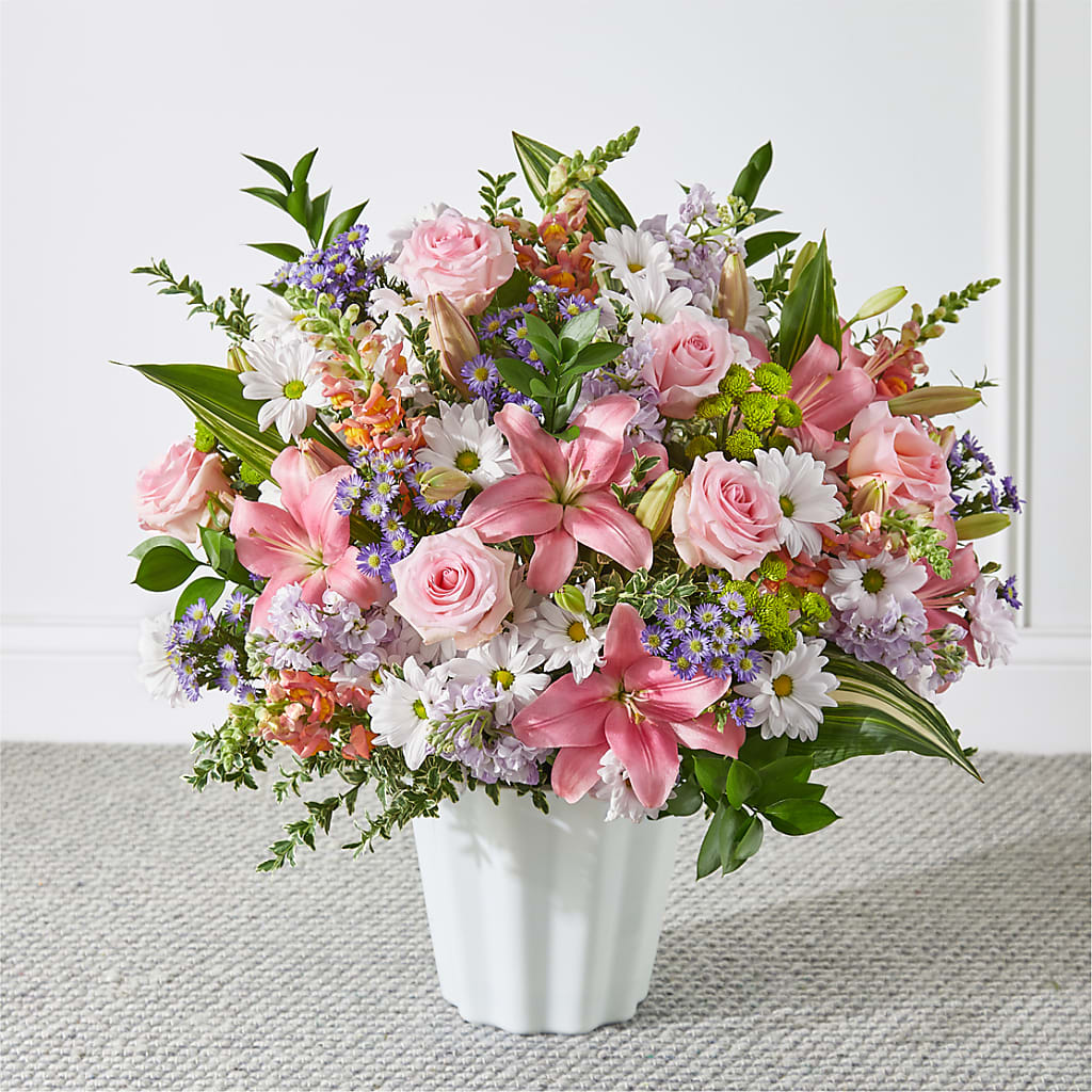 Abundant Compassion Floor Basket – Guilles Flower Shop And Catering, San Jose CA