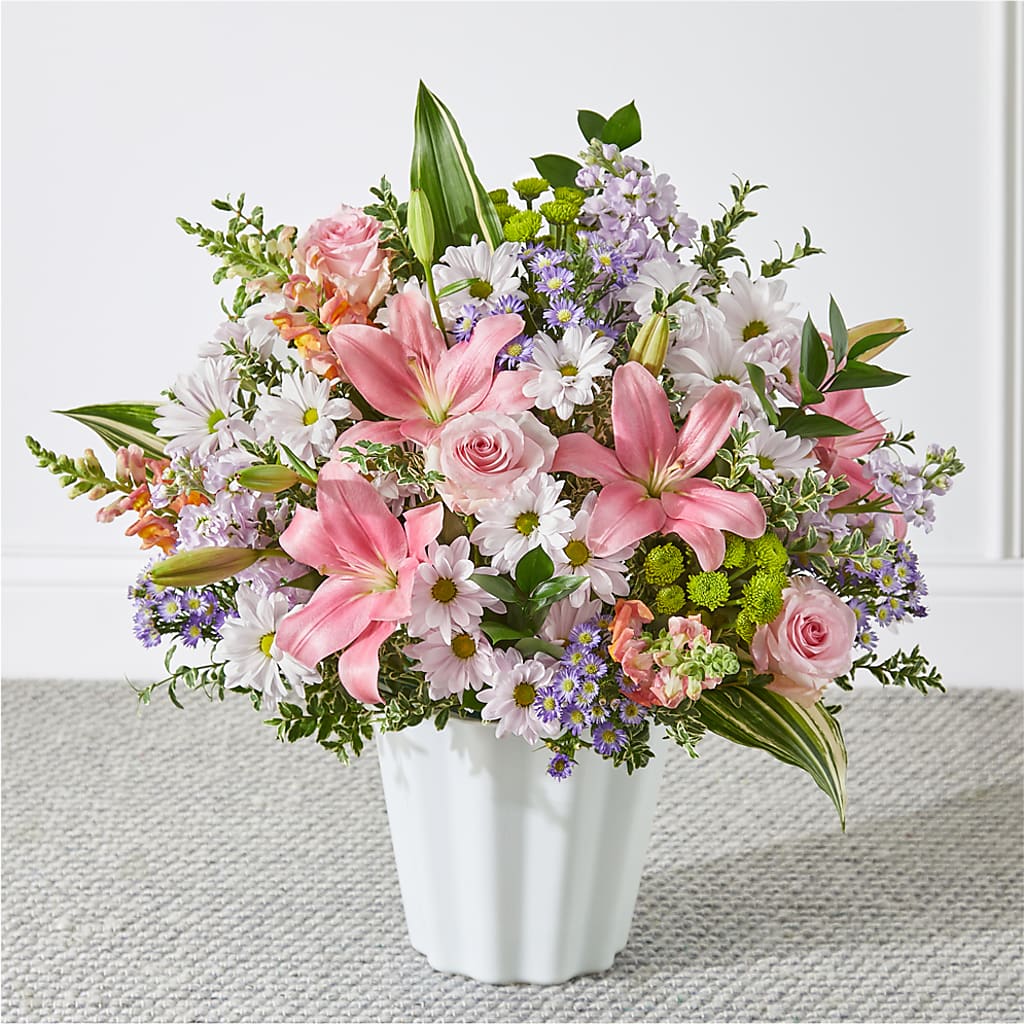 Abundant Compassion Floor Basket – Guilles Flower Shop And Catering, San Jose CA