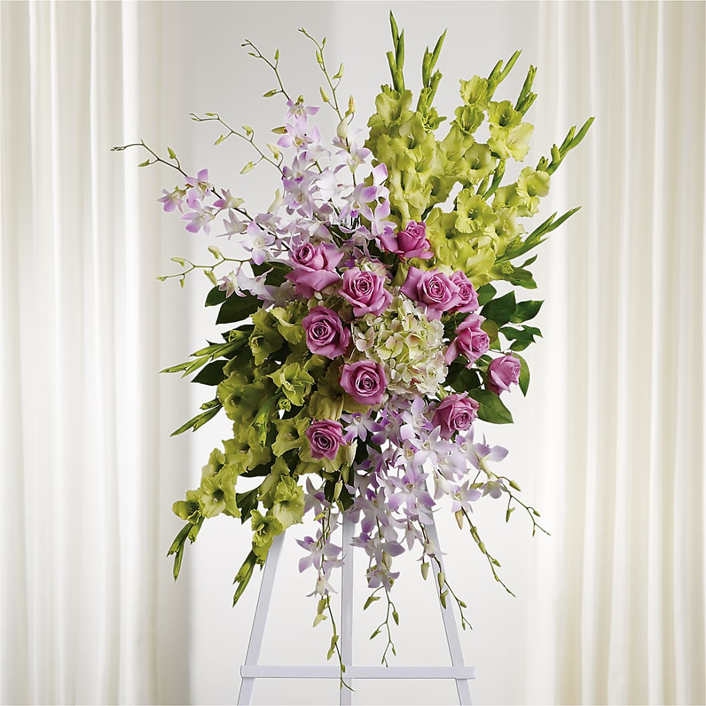 Lasting Legacy Standing Spray – Guilles Flower Shop And Catering, San Jose CA