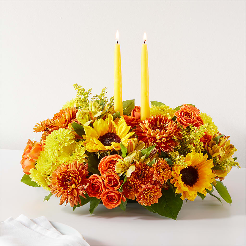Autumn Harmony Centerpiece – Guilles Flower Shop And Catering, San Jose CA