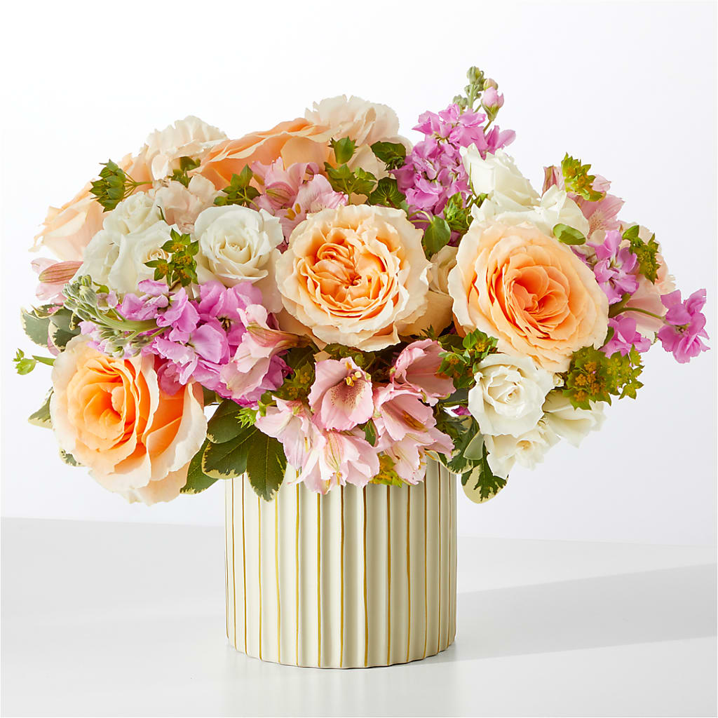 Paradise Bouquet with Ivory Vase – Guilles Flower Shop And Catering, San Jose CA