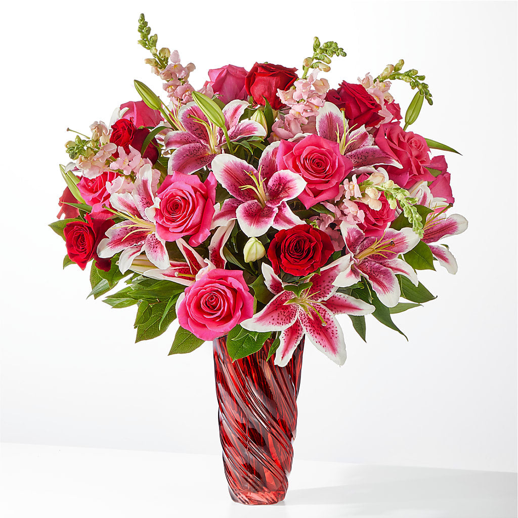 Always You Bouquet with Luxe Swirl Vase – Guilles Flower Shop And Catering, San Jose CA