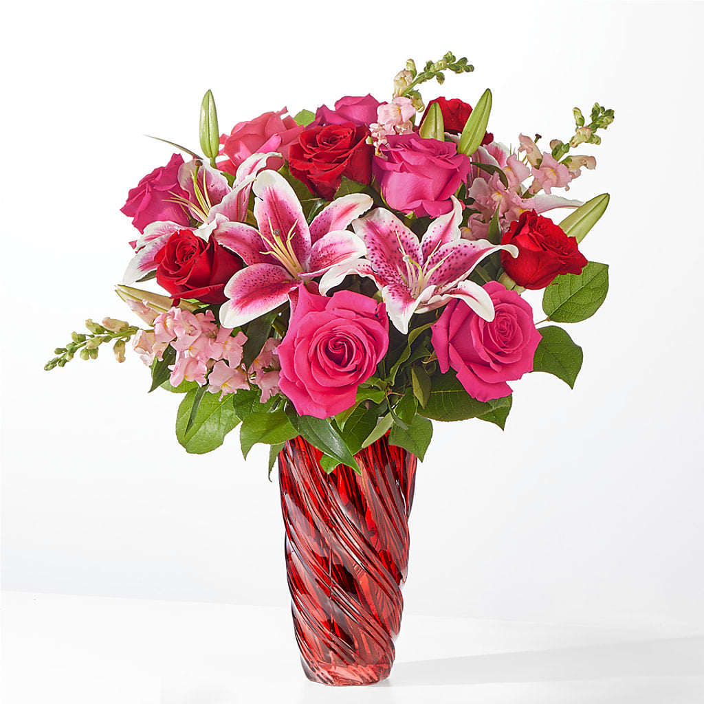 Always You Bouquet with Luxe Swirl Vase – Guilles Flower Shop And Catering, San Jose CA