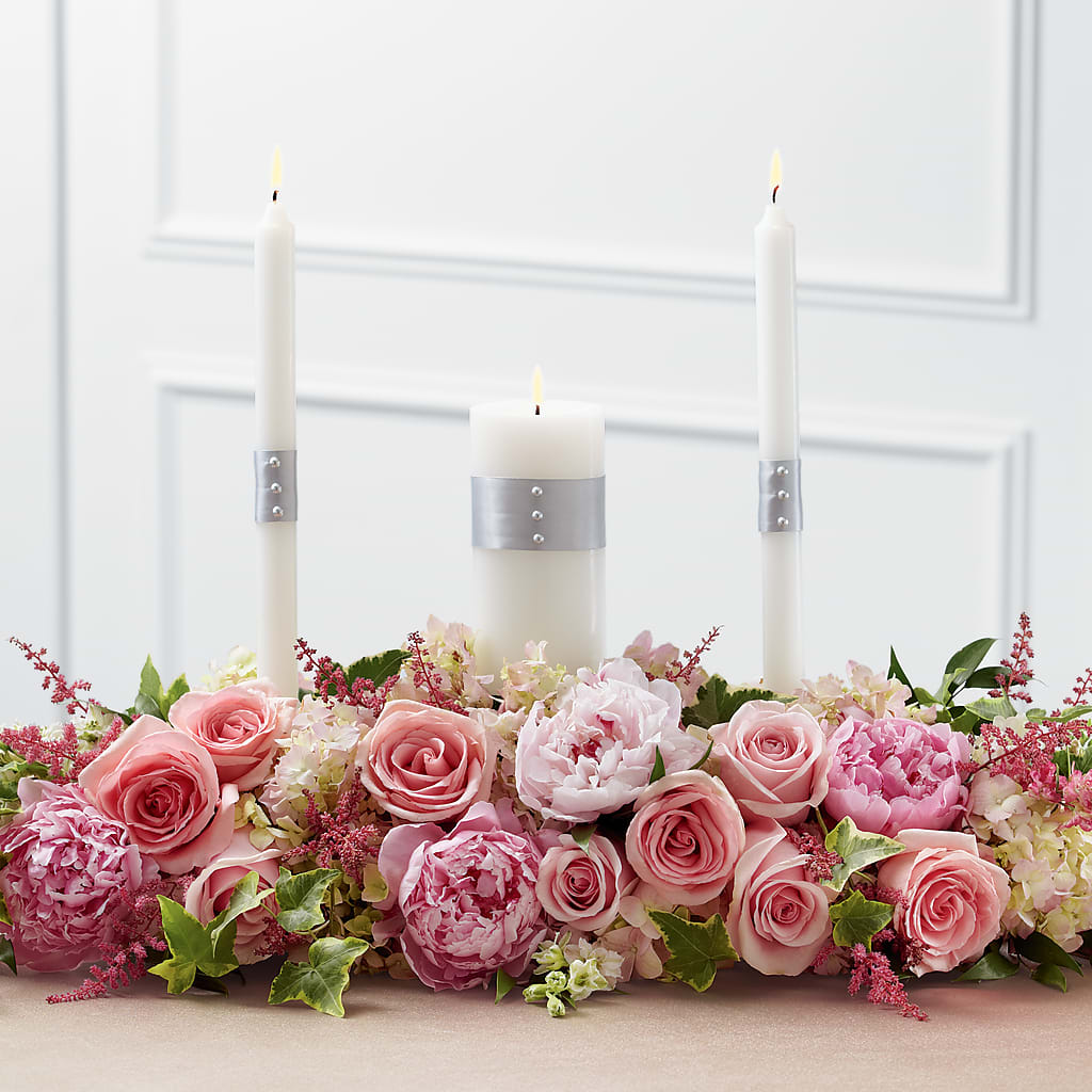 Worldwide Romance Unity Candle Arrangement – Guilles Flower Shop And Catering, San Jose CA