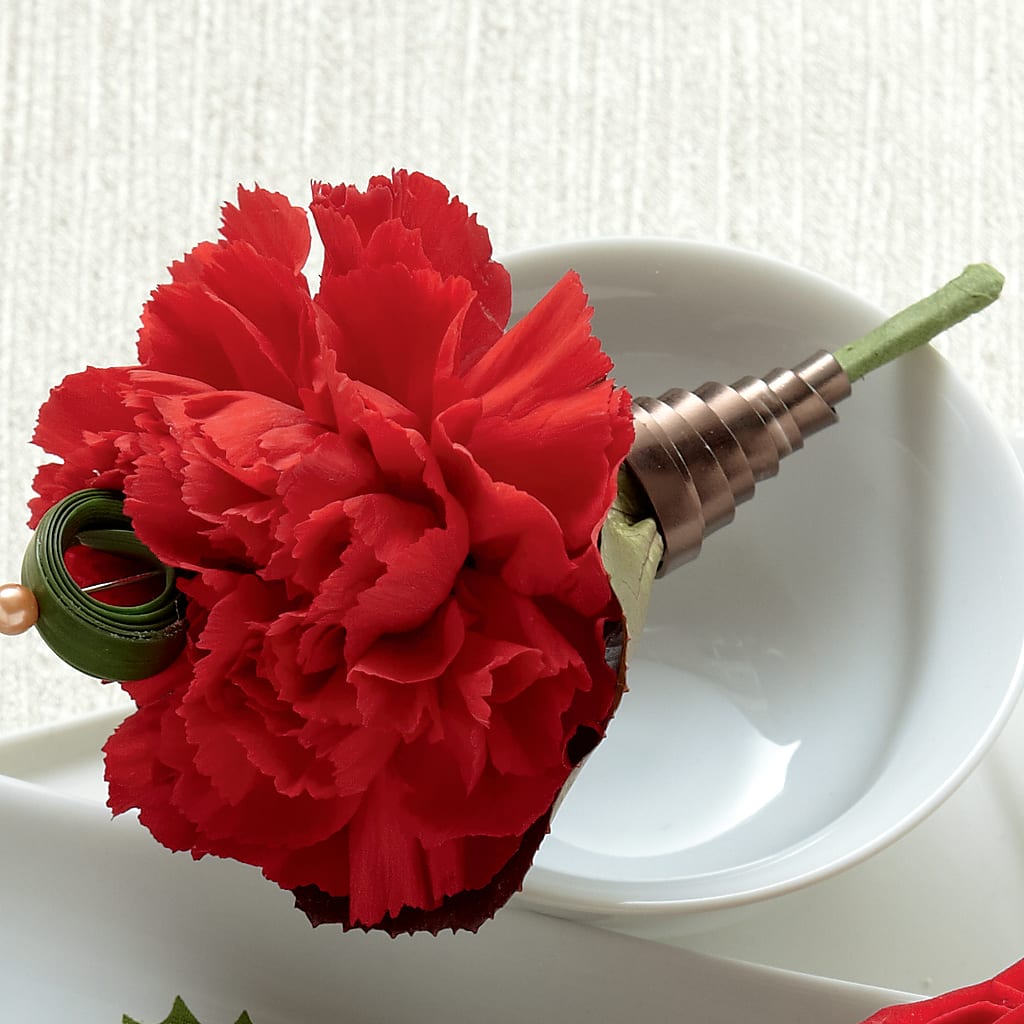 Red Carnation Boutonniere – Guilles Flower Shop And Catering, San Jose CA