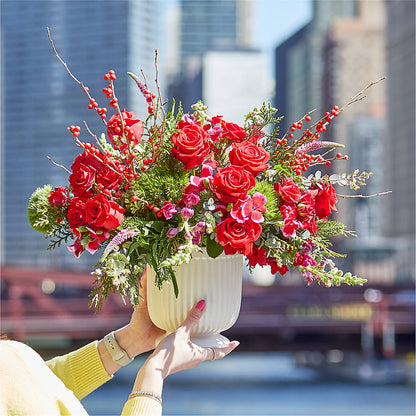 Big Red Bow Bouquet –  Guilles Flower Shop And Catering, San Jose CA