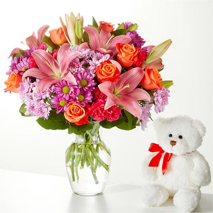 One and Only Bouquet and Bear Bundle –  Guilles Flower Shop And Catering, San Jose CA