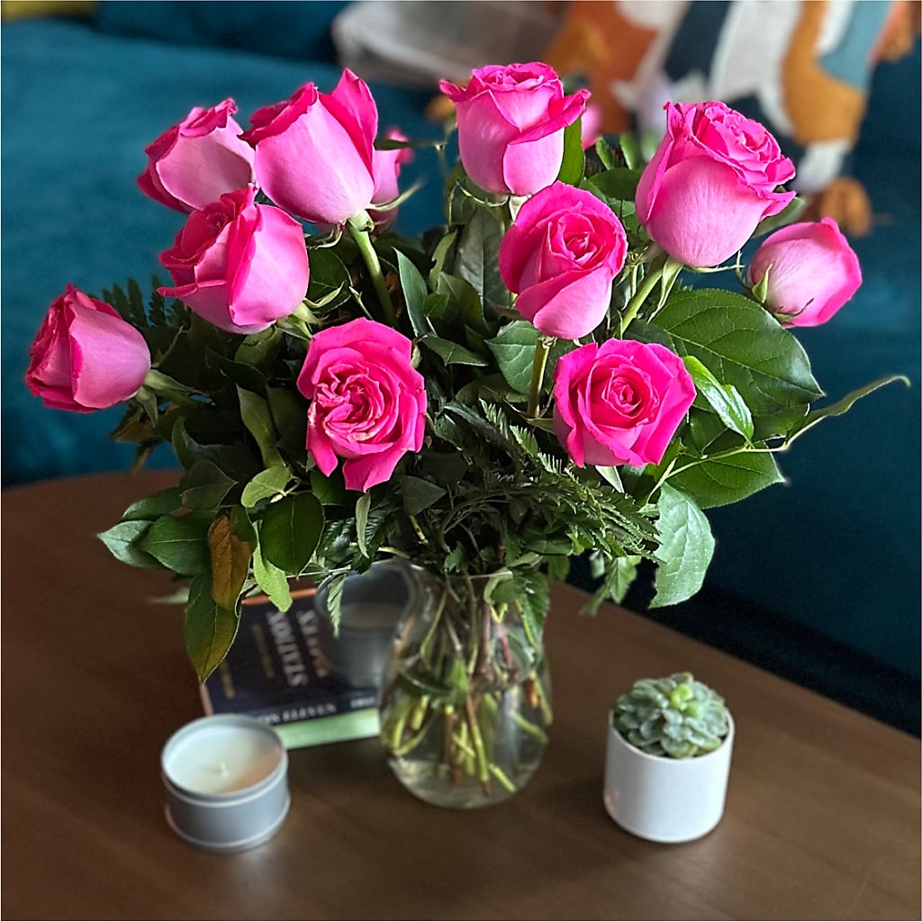 Long Stem Pink Rose Bouquet –  Guilles Flower Shop And Catering, San Jose CA