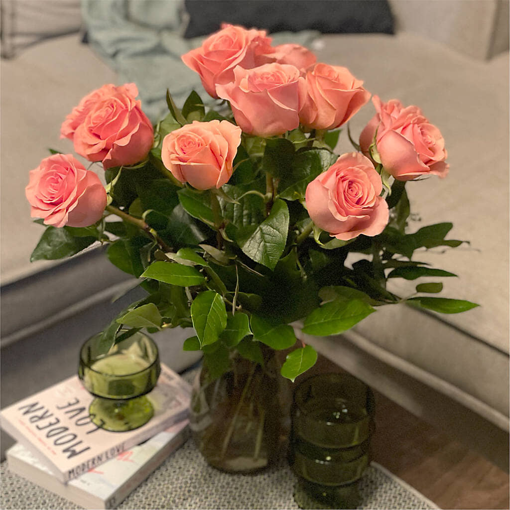 Long Stem Pink Rose Bouquet –  Guilles Flower Shop And Catering, San Jose CA
