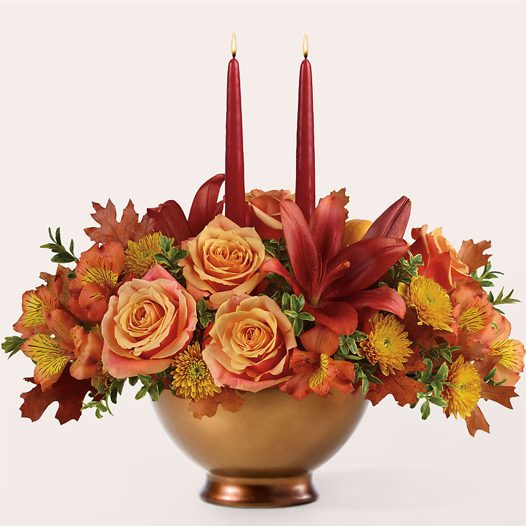 Harvest Table Centerpiece –  Guilles Flower Shop And Catering, San Jose CA