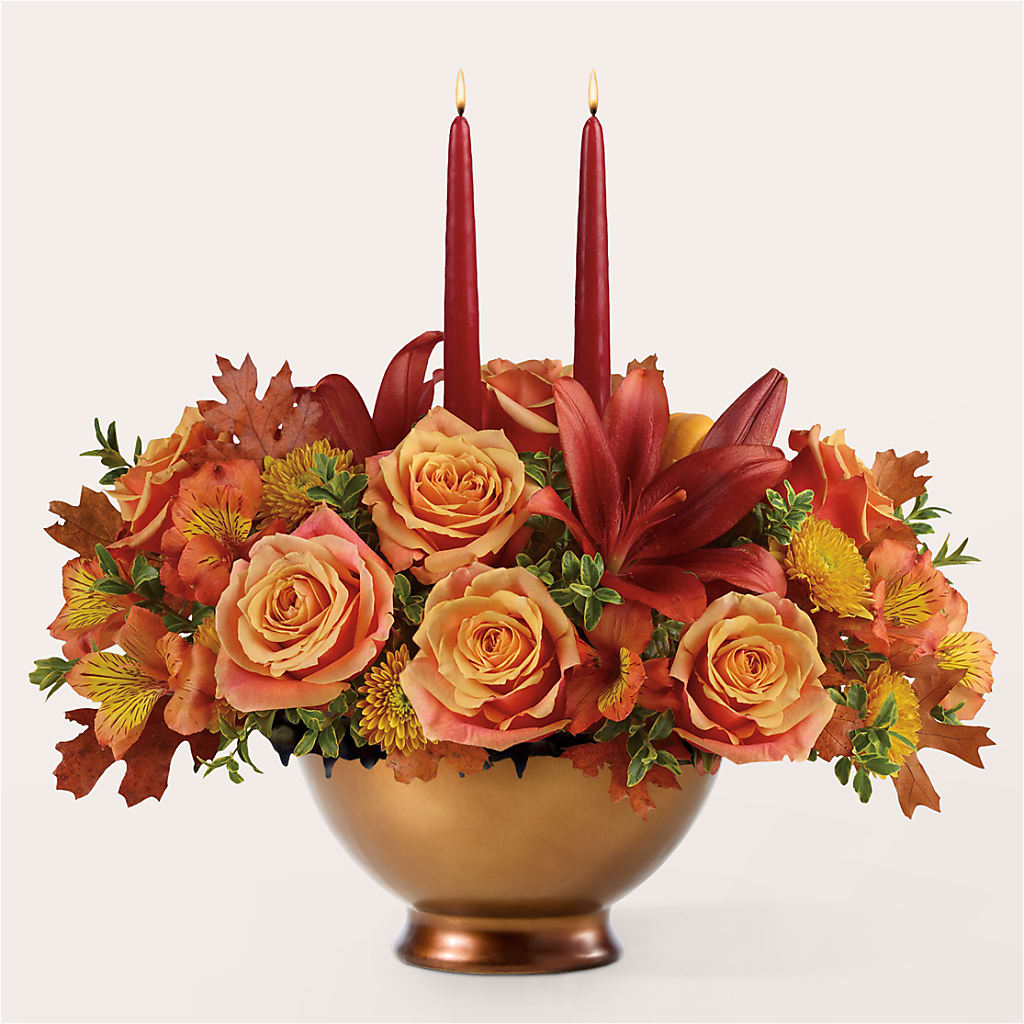Harvest Table Centerpiece –  Guilles Flower Shop And Catering, San Jose CA