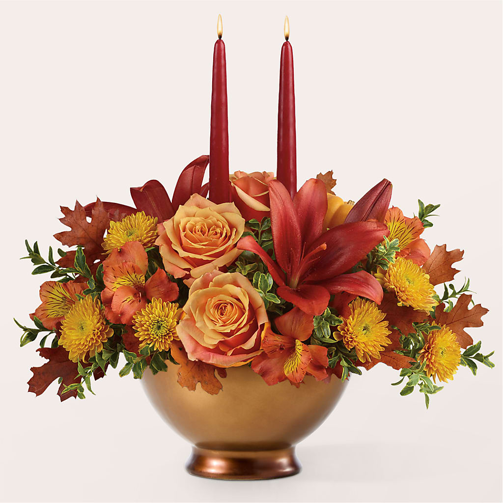 Harvest Table Centerpiece –  Guilles Flower Shop And Catering, San Jose CA
