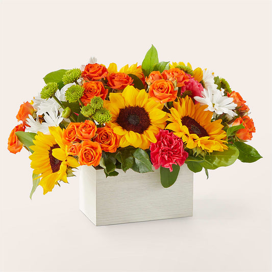Sun-drenched Blooms Box Bouquet –  Guilles Flower Shop And Catering, San Jose CA