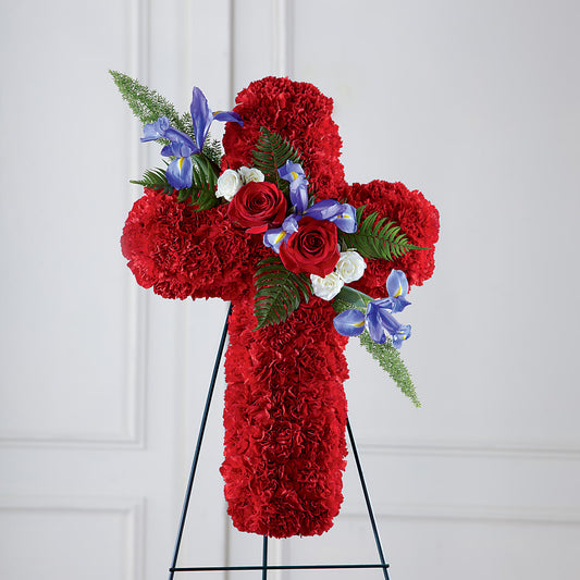 Faithful Hero Floral Cross –  Guilles Flower Shop And Catering, San Jose CA