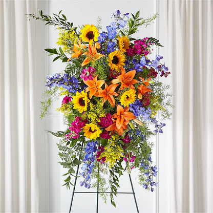 Sunlit Memories Standing Spray (Standard) –  Guilles Flower Shop And Catering, San Jose CA