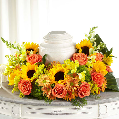 Faithful Sunflower Cremation Adornment –  Guilles Flower Shop And Catering, San Jose CA