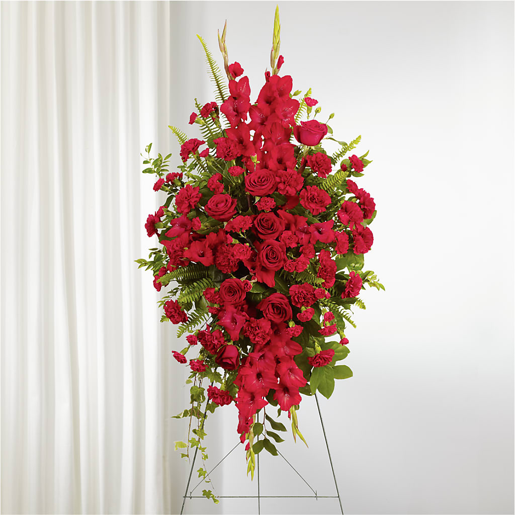 From the Heart Standing Spray –  Guilles Flower Shop And Catering, San Jose CA