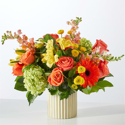 Autumn Sunshine Bouquet with Ivory Vase –  Guilles Flower Shop And Catering, San Jose CA