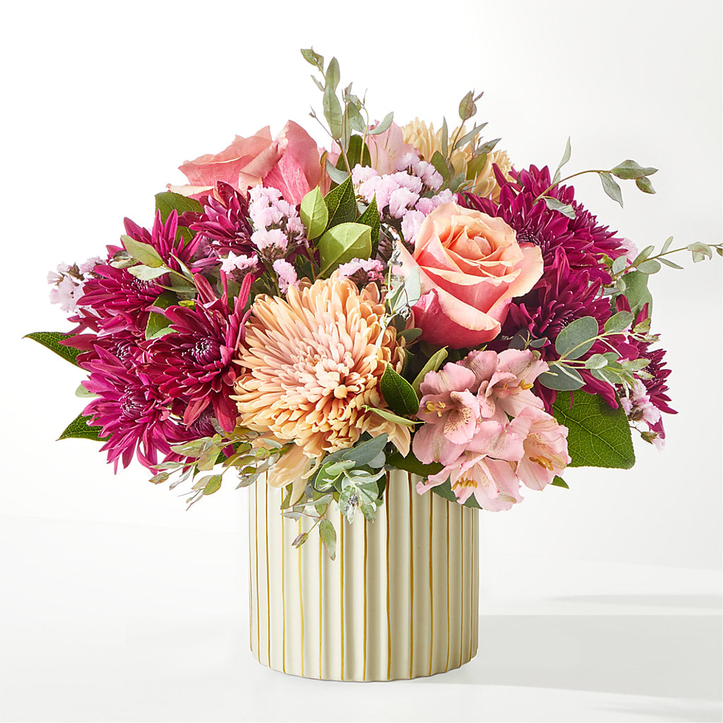 Berry Cobbler Bouquet with Ivory Vase –  Guilles Flower Shop And Catering, San Jose CA