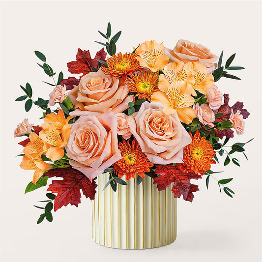 Spiced Latte Bouquet with Ivory Vase –  Guilles Flower Shop And Catering, San Jose CA
