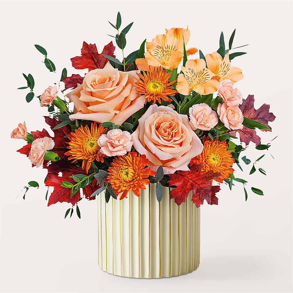 Spiced Latte Bouquet with Ivory Vase –  Guilles Flower Shop And Catering, San Jose CA