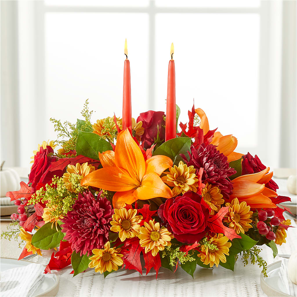 Autumn's Embrace Centerpiece –  Guilles Flower Shop And Catering, San Jose CA