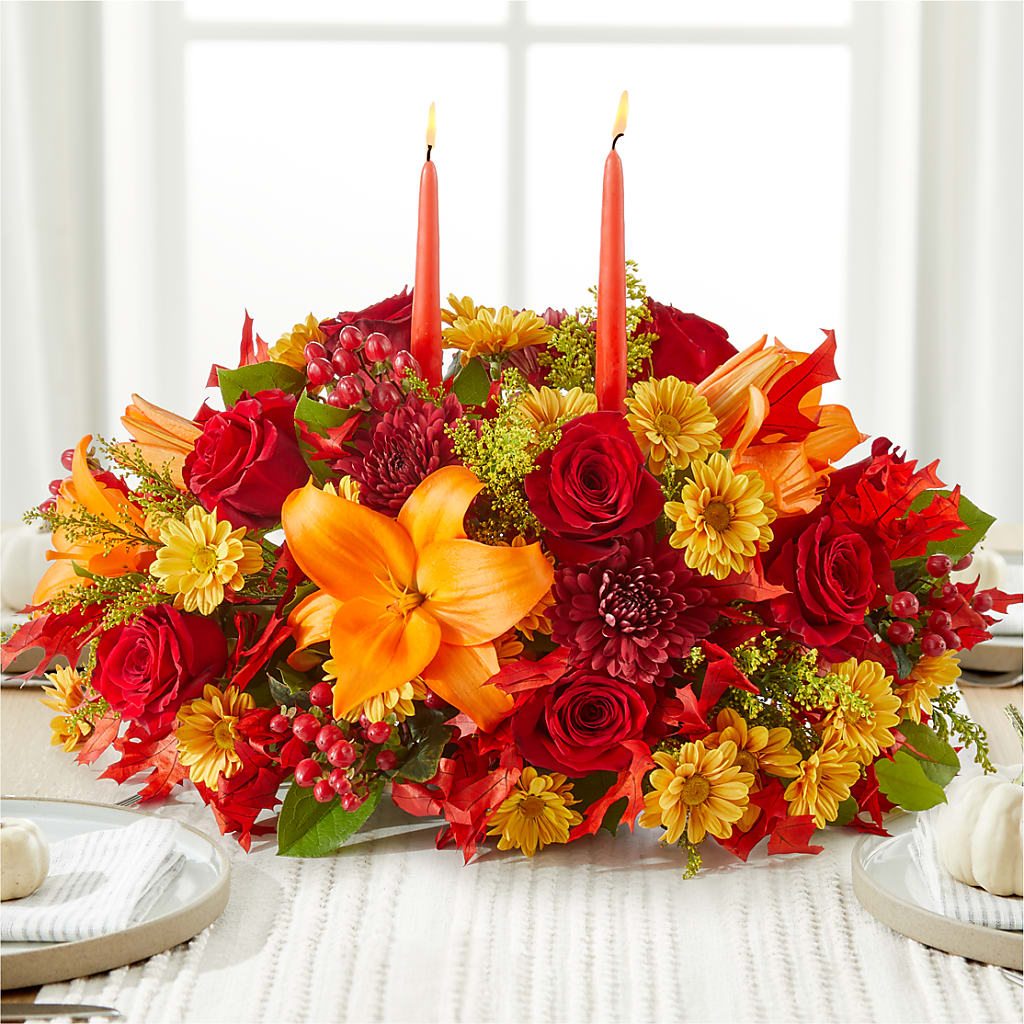 Autumn's Embrace Centerpiece –  Guilles Flower Shop And Catering, San Jose CA