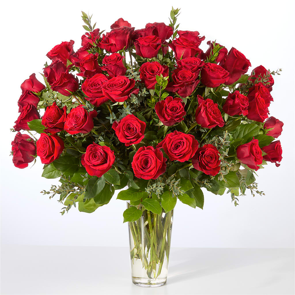 Forever Yours Fifty Stem Red Rose Bouquet –  Guilles Flower Shop And Catering, San Jose CA