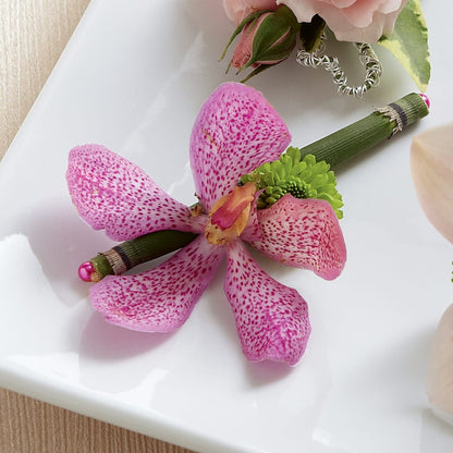 Pink Mokara Boutonniere –  Guilles Flower Shop And Catering, San Jose CA