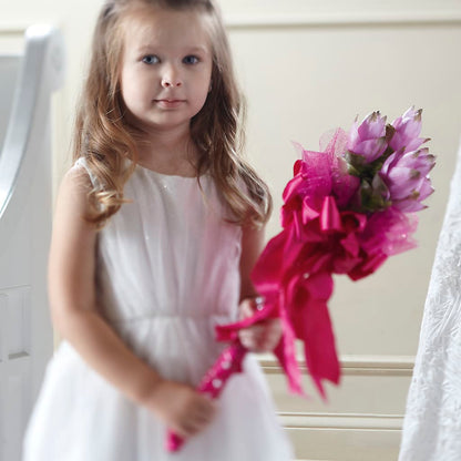 Sparkle Pink Flower Girl Bouquet –  Guilles Flower Shop And Catering, San Jose CA