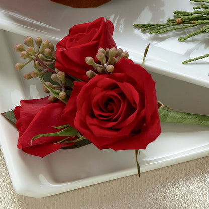 Red Spray Rose Boutonniere –  Guilles Flower Shop And Catering, San Jose CA
